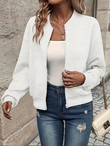 EB | Cardigan - Damen Herbst Zip-Up Texturierter Cardigan mit Rippbund