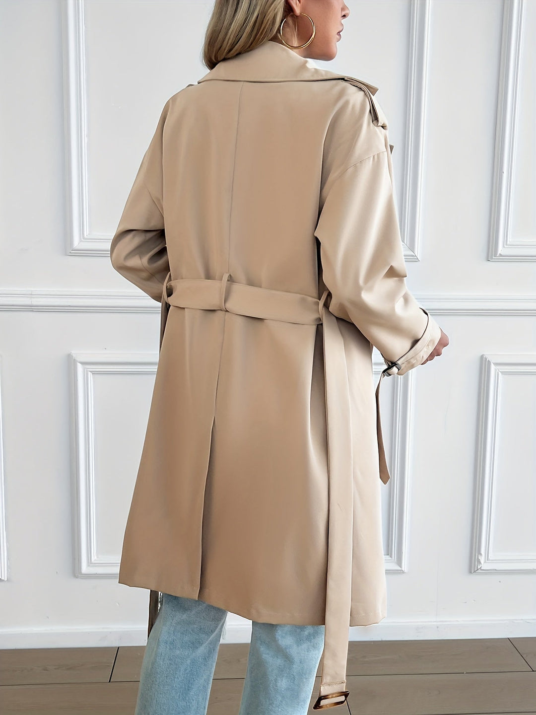 EB | Gürteltrenchcoat mit langen Ärmeln für Frauen Perfekt für den Alltag