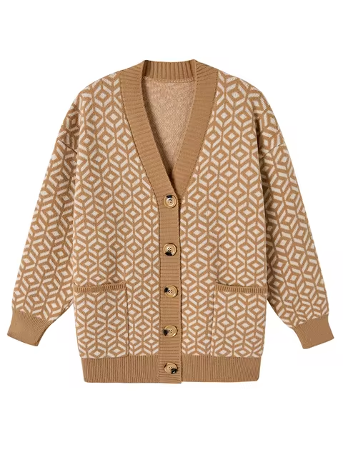 EB | Strickjacke mit geometrischem Muster und Knopfleiste