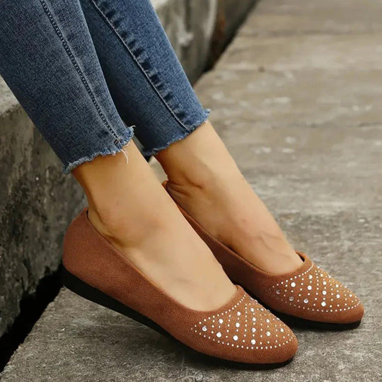 Orthopädische flache Puppenschuhe für Frauen mit Kristall EB EB