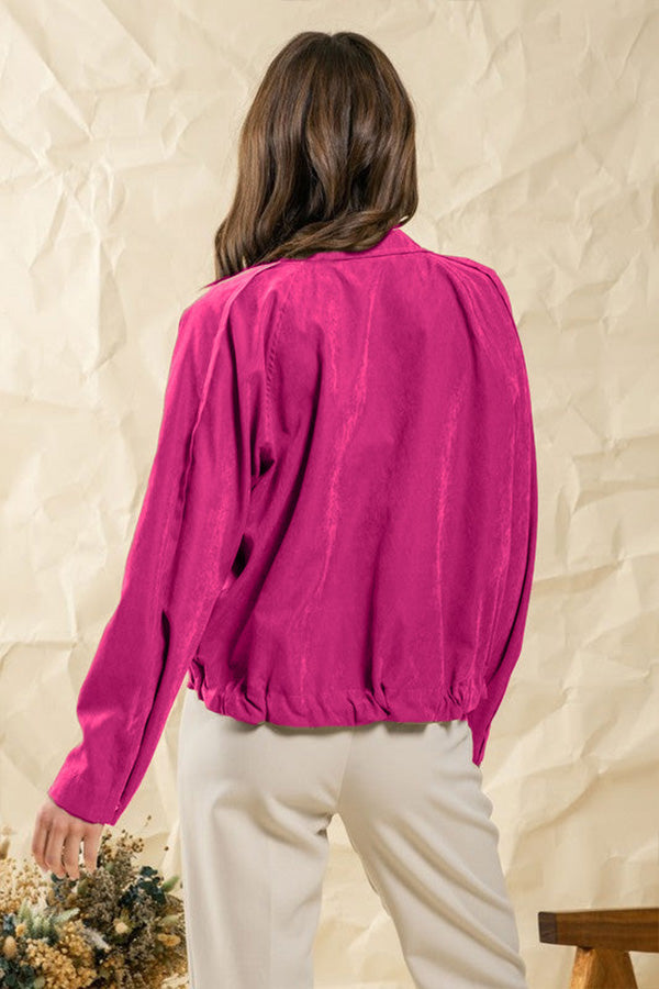 EB | kariert Revers Mehrknopf-Zwei-Taschen-Midi-Jacke