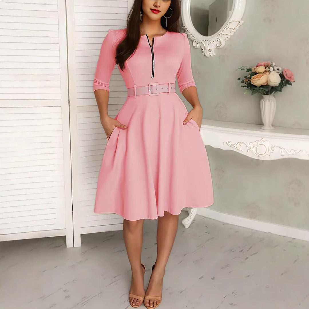 EB | Kleid mit Gürtel und Reißverschluss