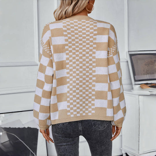 EB | Karierter Strick Strickjacke