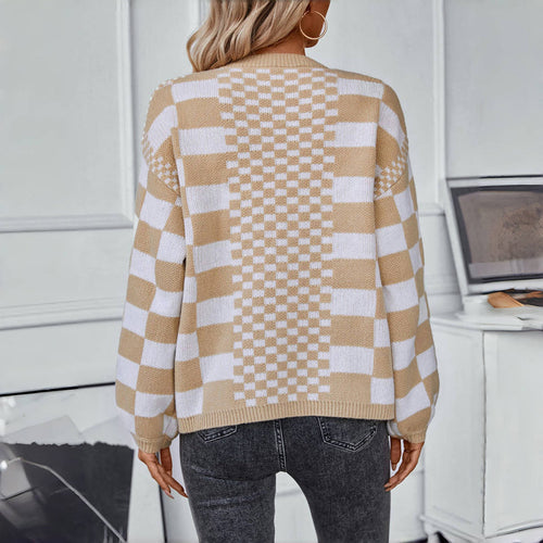 EB | Karierter Strick Strickjacke