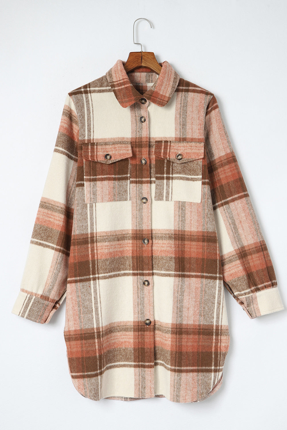 EB | Lange Karierte Shirtjacke Baumwollmischung Stilvoll und Praktisch