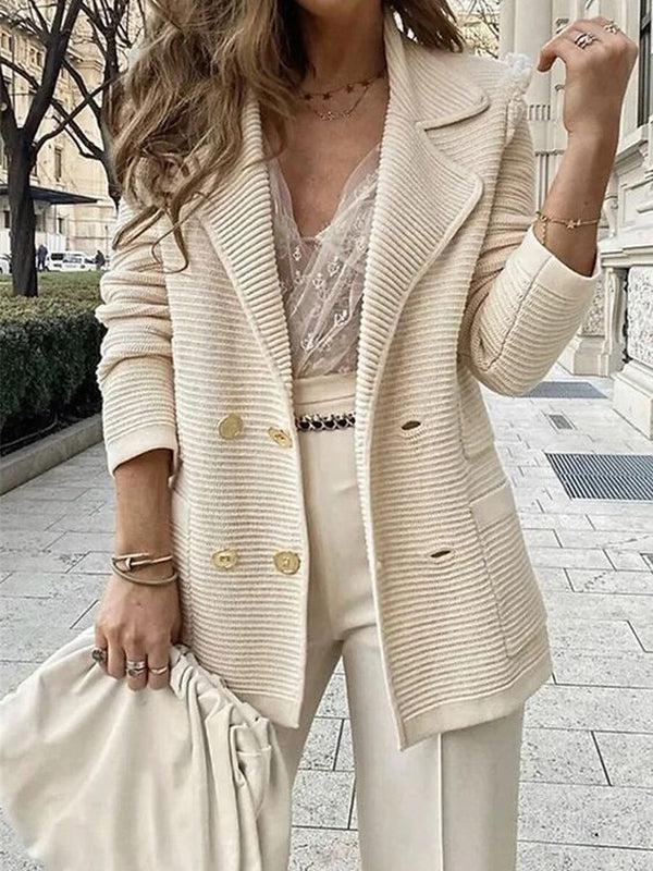 EB | Groovy Langarm Strickjacke mit Einfarbigen Ärmeln