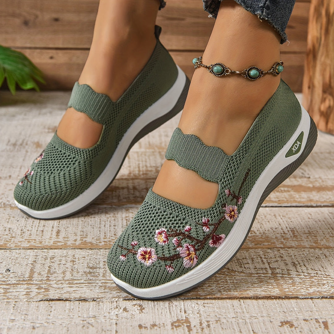 Blumenbestickte Mesh Slip-On Schuhe EB EB
