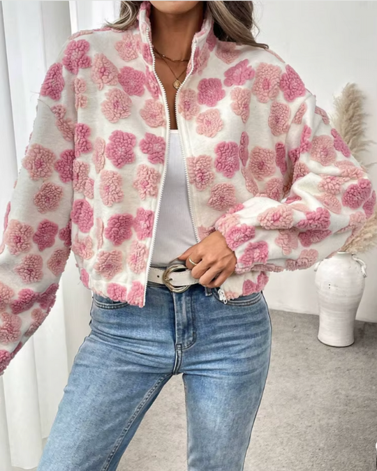 EB | Gemütliche Fleecejacke mit Süßem Blumenmuster