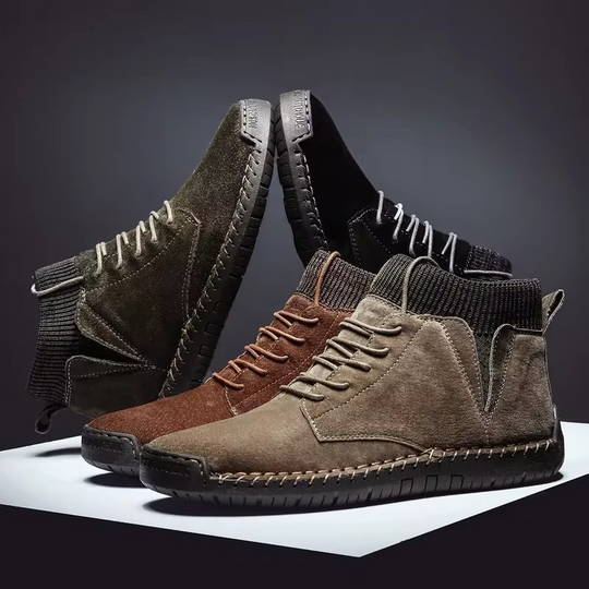 Retro-Wildlederschuhe mit Ripp- und Stichmuster EB EB