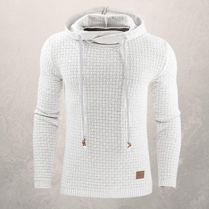 EB | Kapuzenpullover Slim Passform Weiches Strickmaterial Karomuster Lange Ärmel