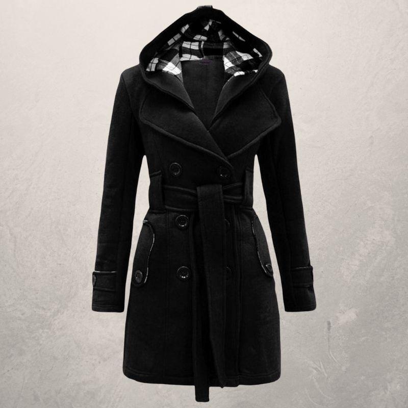 EB | Trenchcoat - Zweireihig - Kapuze - Gürtelschnalle In Der Taille - Klassischer Schnitt