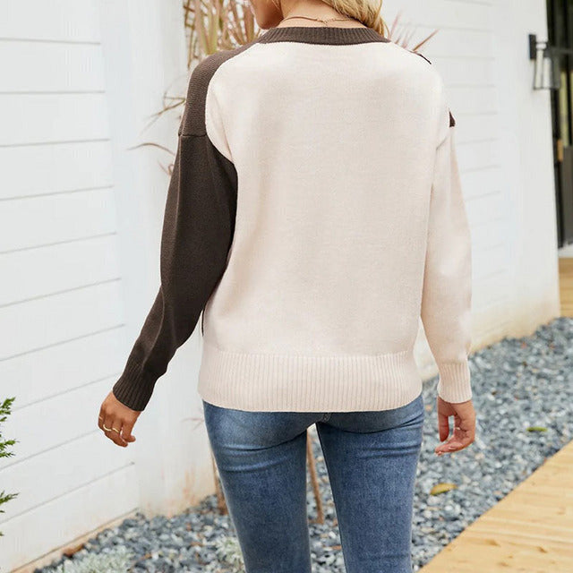 EB | Strickbluse mit Farbblock Acryl Modern und Komfortabel