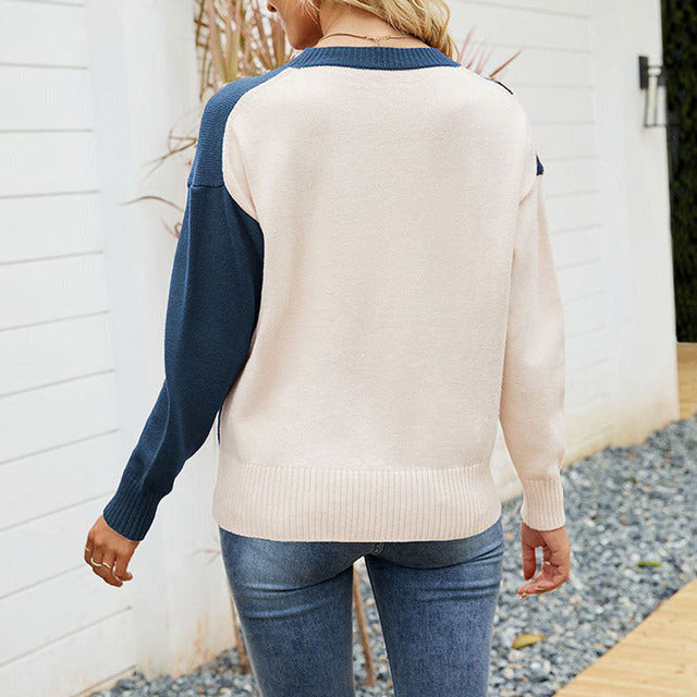EB | Strickbluse mit Farbblock Acryl Modern und Komfortabel