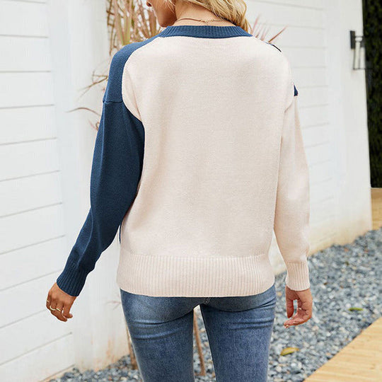 EB | Strickbluse mit Farbblock Acryl Modern und Komfortabel