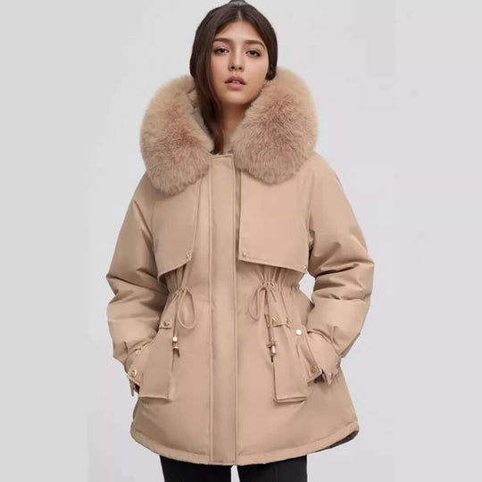 EB | Damen Winter Kunstpelzkragen Mantel