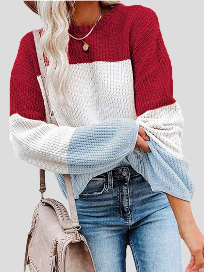 EB | Strickpullover mit Farbblock für lässigen Herbststil
