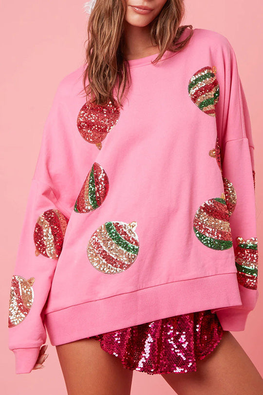 EB | Weihnachts-Ei Pailletten Lässiger Langarm Sweatshirt