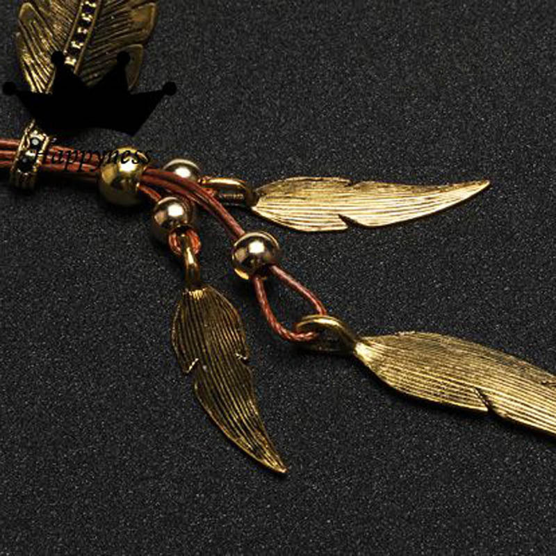EB | Goldene Feder Halskette Im Boho Stil