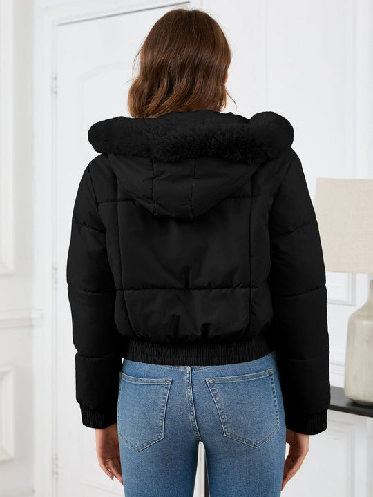 EB | Kuschelige Gepolsterten Winterjacke mit Pelzkapuze und Taschen