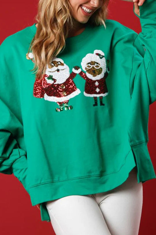 EB | Weihnachtsmann Pailletten Lässig Lockere Lange Ärmel Sweatshirt