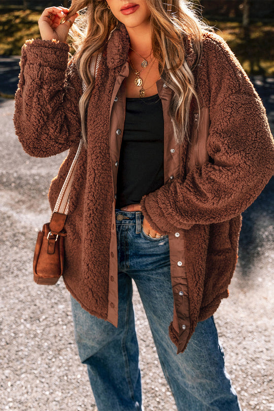 EB | Oversized Teddyjacke Polyester Warm und Bequem