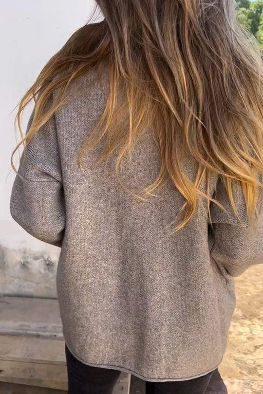EB | Farbe Rundhalsausschnitt Langarm Freizeit Reißverschluss Tasche Strickjacke