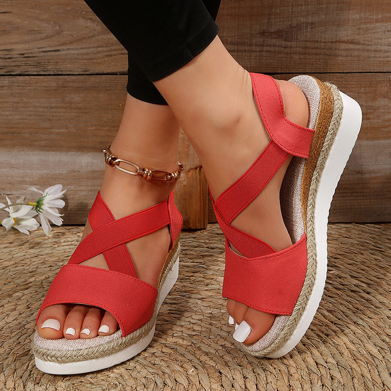 EB | Keilsandalen Kreuzriemen Plateau Gladiator