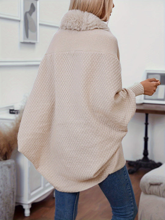 EB | Faux Fur Cardigan mit Schal Kragen Akryl Warm und Elegant