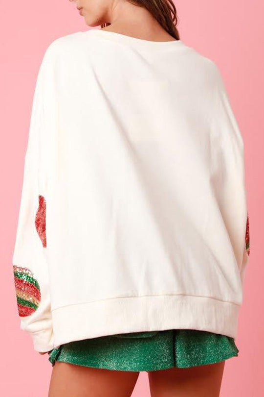 EB | Weihnachts-Ei Pailletten Lässiger Langarm Sweatshirt