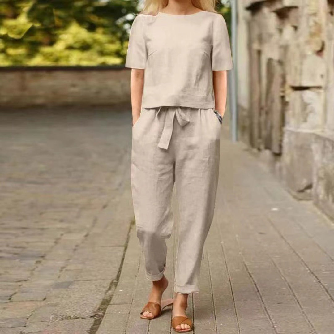 EB | Übergroße Bluse Hose mit weitem Bein Retro zweiteiliges Set