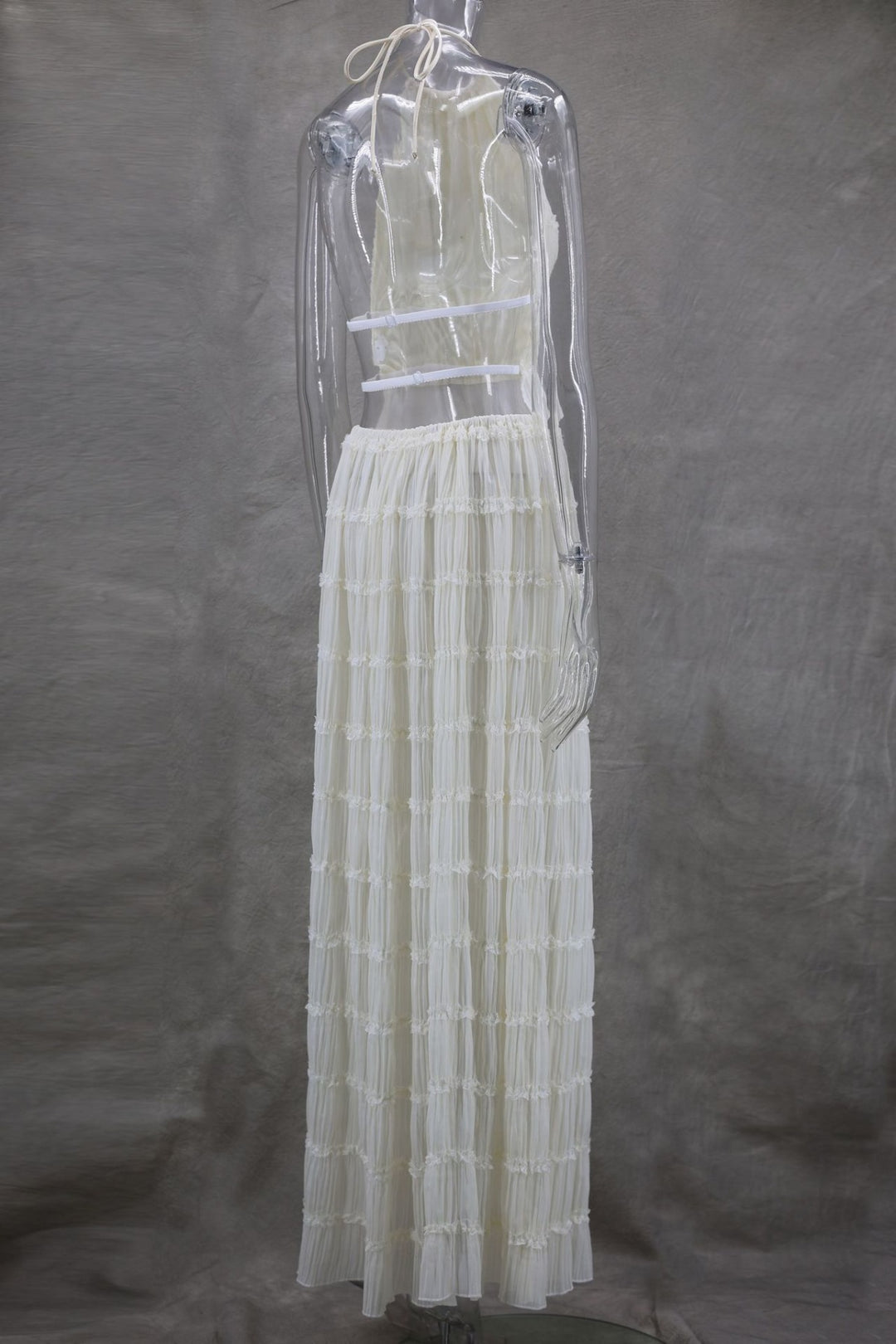 EB | Neckholder Spitzenweste langes Kleid Set