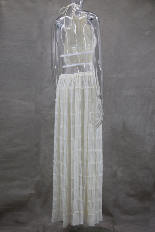 EB | Neckholder Spitzenweste langes Kleid Set