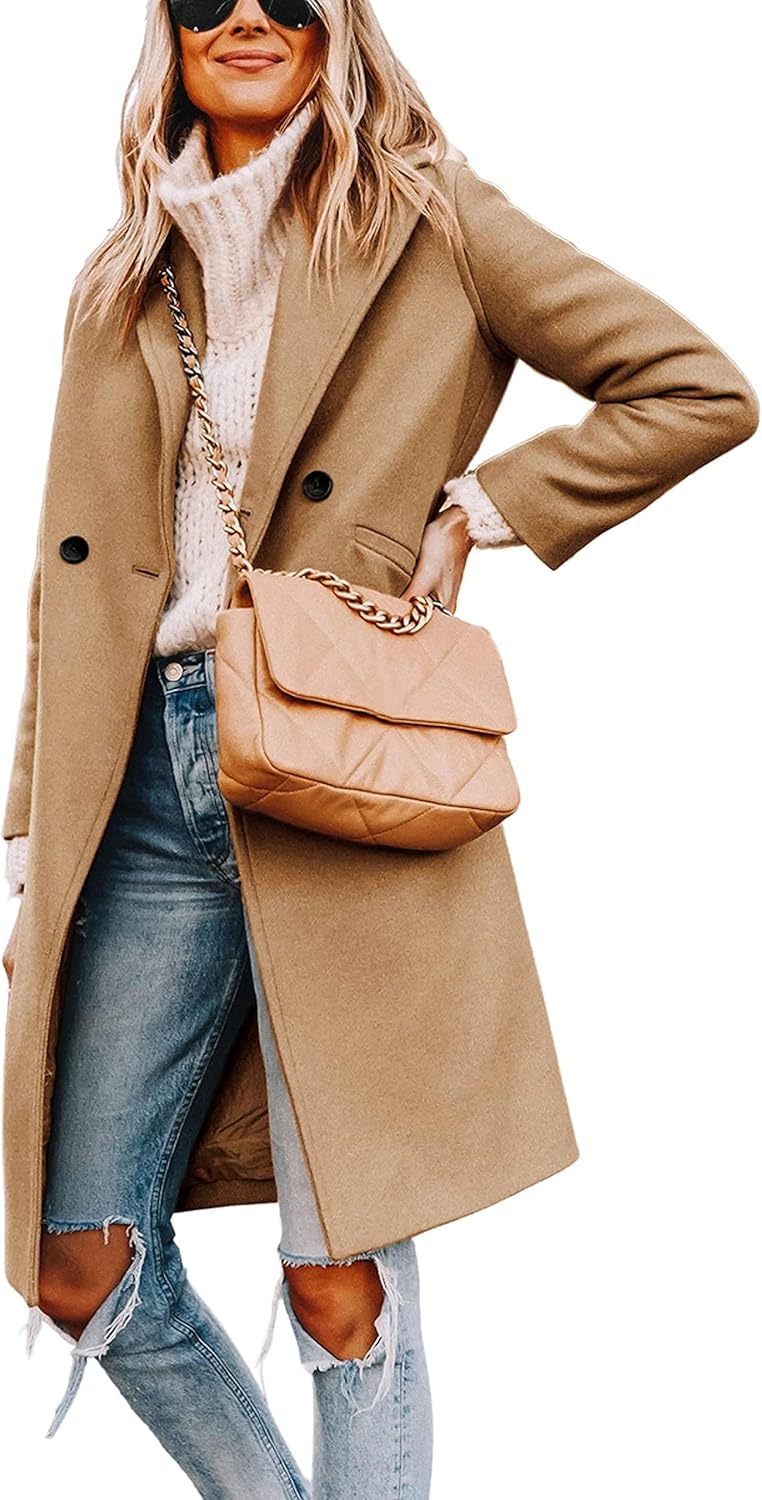 EB | Damen Winter Wollmantel mit spitzem Revers