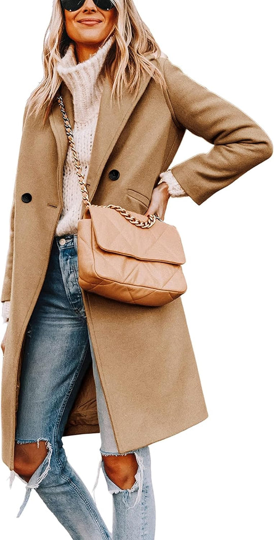 EB | Damen Winter Wollmantel mit spitzem Revers
