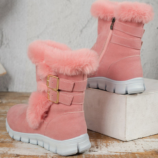 Stilvolle Winterstiefel mit Fellbesatz und Schnallen EB EB