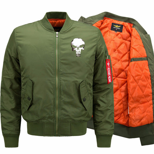 Men's  skull-graphic insulated quilt-lined bomber jacket with ribbed trims EB