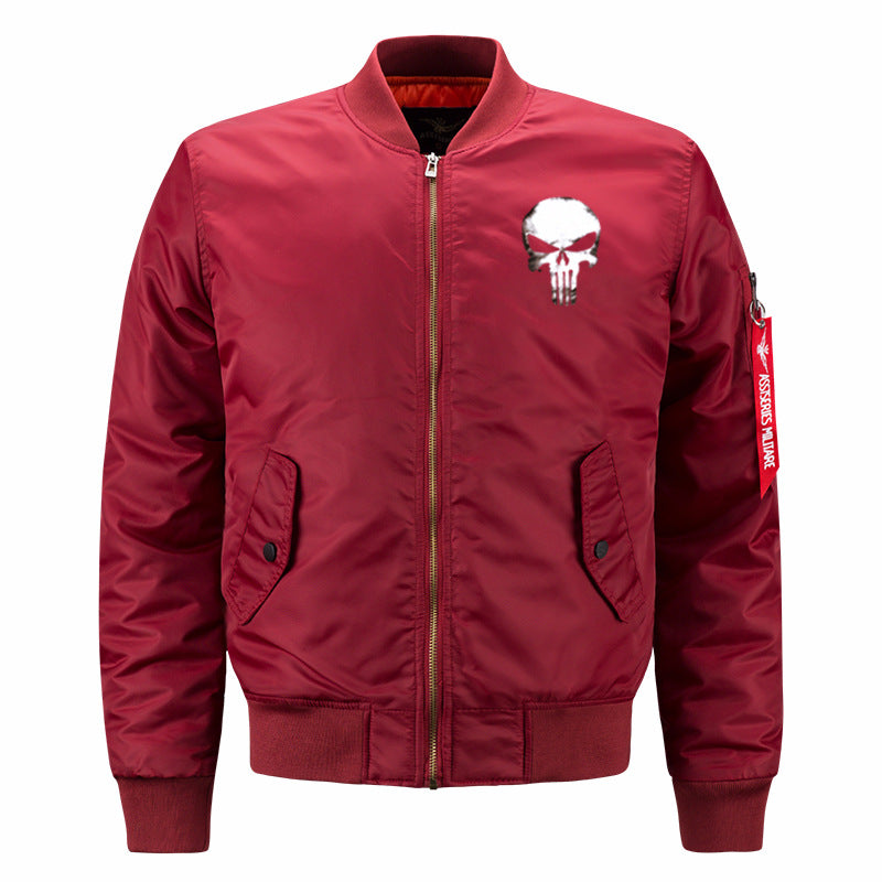 Men's  skull-graphic insulated quilt-lined bomber jacket with ribbed trims EB
