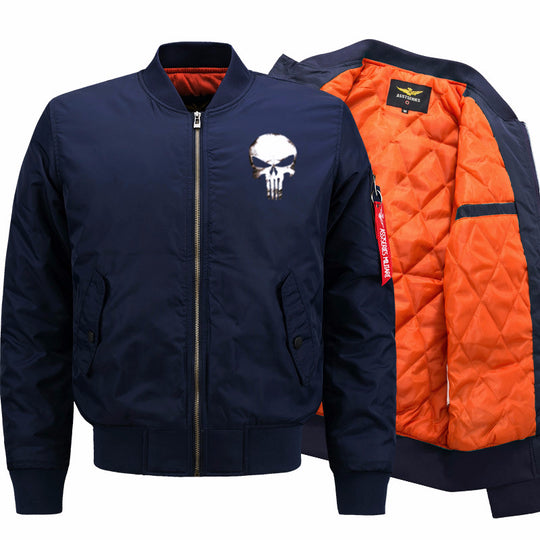 Men's  skull-graphic insulated quilt-lined bomber jacket with ribbed trims EB