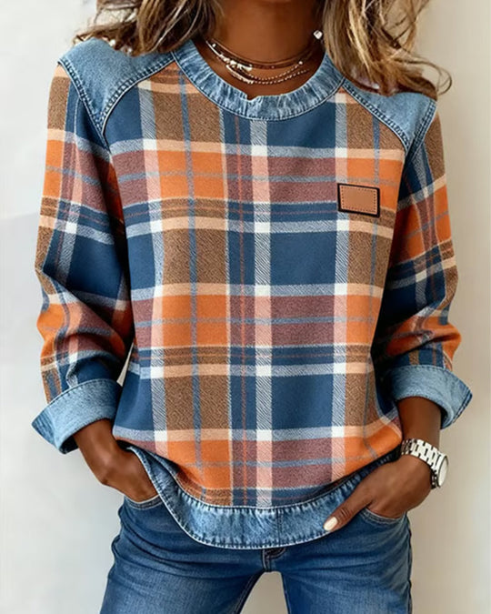 EB | Sweatshirt mit Karo Patchwork