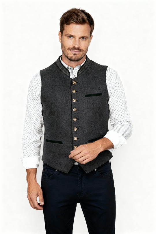 EB - Elegante Herren Trachtenweste Grau Traditionell