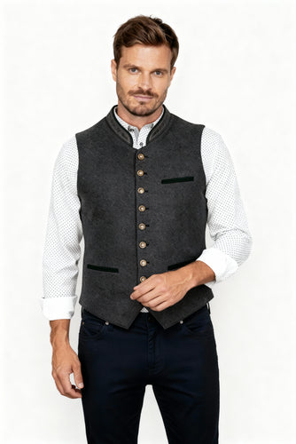 EB - Elegante Herren Trachtenweste Grau Traditionell
