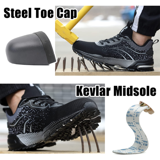 Leicht Sicherheitsschuhe Herren Damen Arbeitsschuhe Atmungsaktiv Schutzschuhe Stahlkappe Sportlich Sneaker EB