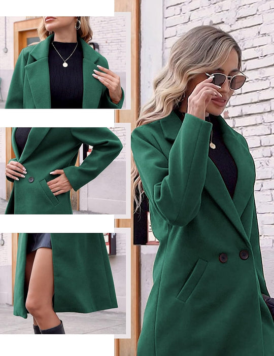 EB | Damen Winter Wollmantel mit spitzem Revers