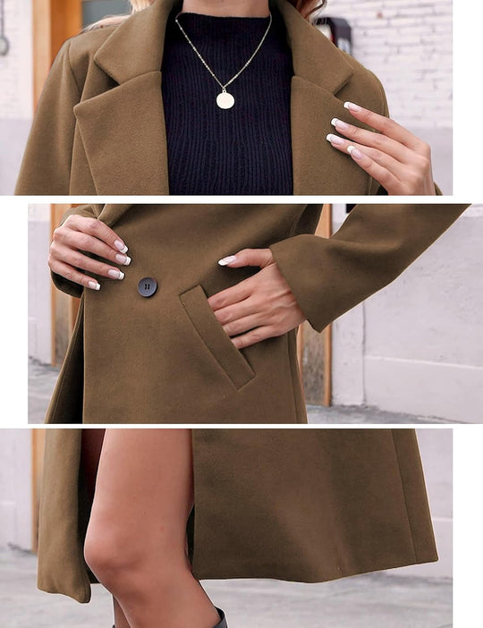 EB | Damen Winter Wollmantel mit spitzem Revers