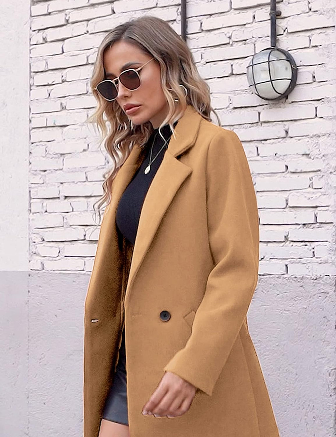 EB | Damen Winter Wollmantel mit spitzem Revers