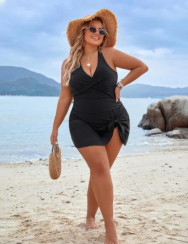EB | Plus Size Einteiler Schwimmdress Badeanzug Bauchkontrolle Badeanzüge