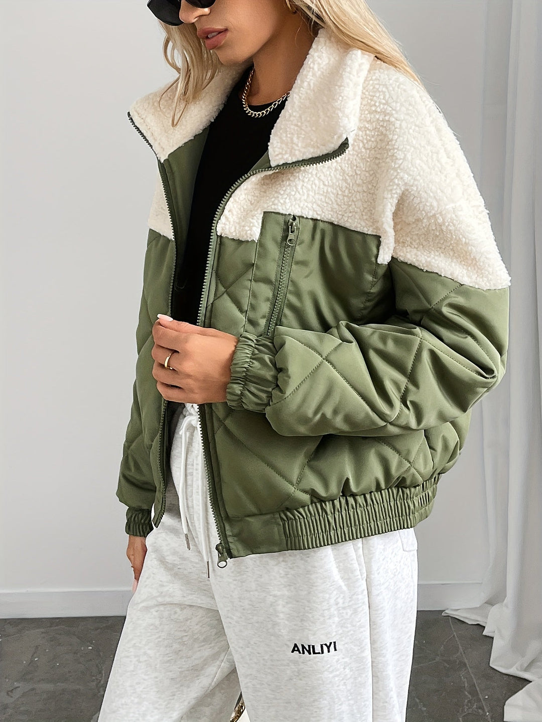 EB | Zwischenjacke Lässiger Rundhals Lange Ärmel Herbst/winter