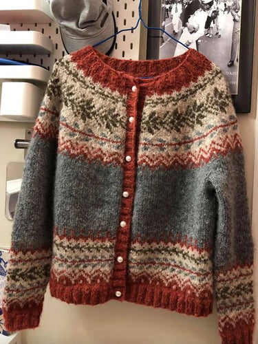 EB | Damen Strickjacke mit Einreiherknöpfe für Herbst und Winter