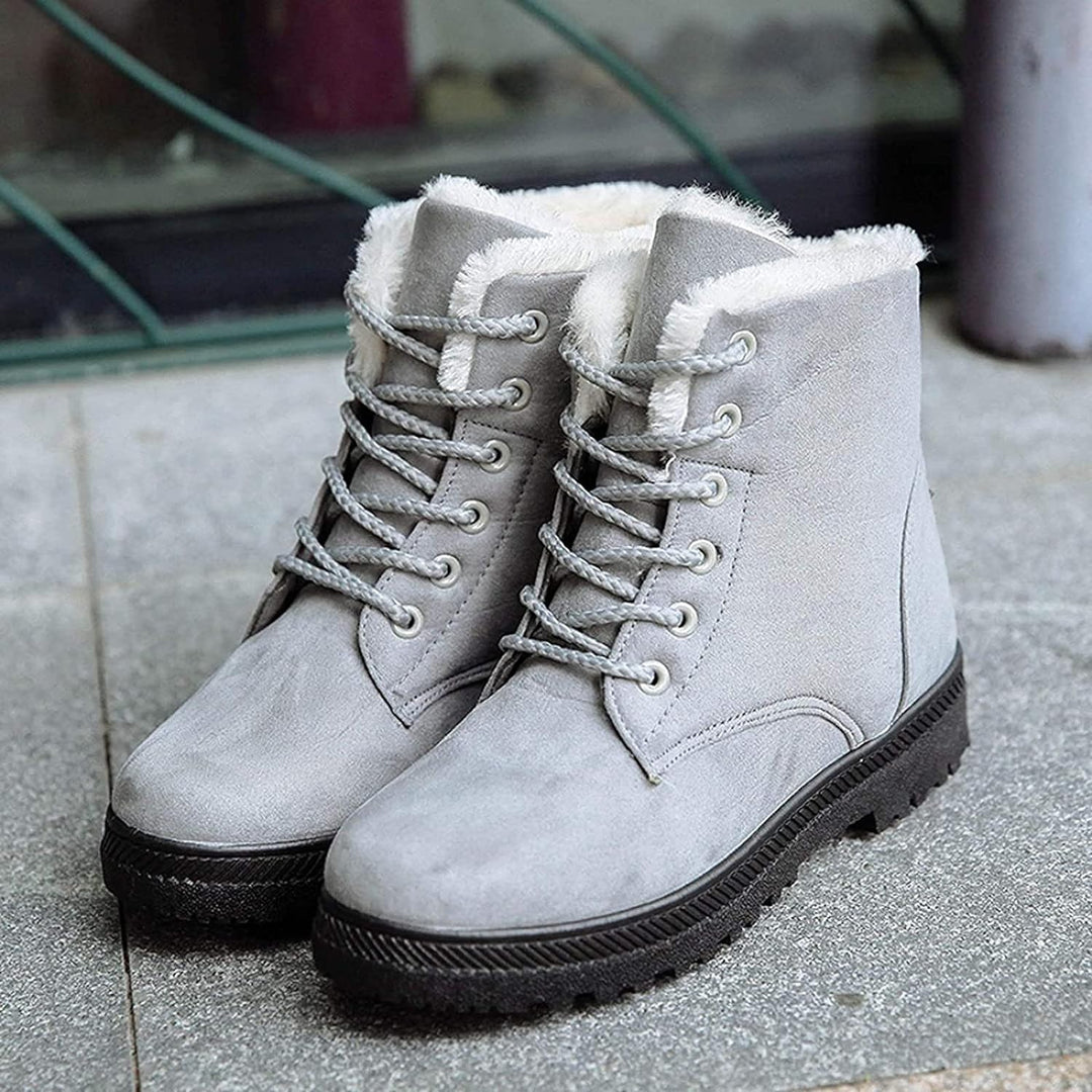 Wasserdichte, fleecegefütterte, rutschfeste Winterstiefel mit Schnürsenkeln EB