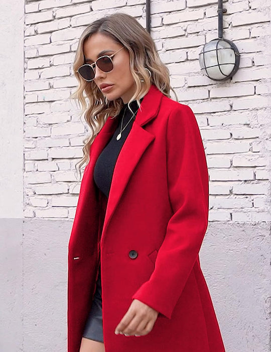 EB | Damen Winter Wollmantel mit spitzem Revers